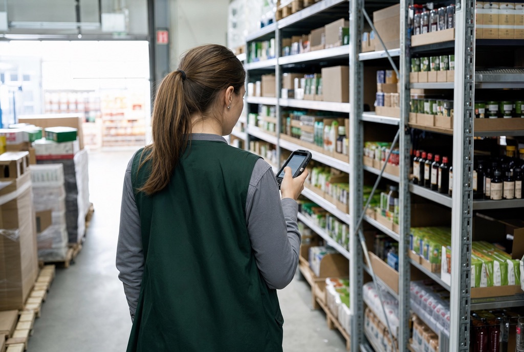 Store associate using a handheld scanner